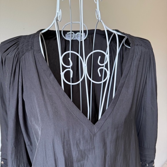 RAMY BROOK Aubree Studded 3/4 Sleeve Tunic Dress drop elastic waist black SZ M - Picture 3 of 9